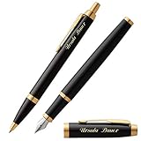 Parker Schreibset IM Black Lacquer G.C. mit Gravur Füller und Kugelschreiber mit Geschenk-Etui