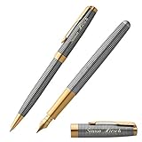 PARKER Schreibset SONNET CHISELLED SILVER G.C. mit Gravur Füller und Kugelschreiber mit Geschenk-Etui